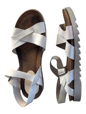 Fluchos Made in Spain White Leather Platform Sandals EU 38 Comfort Sandals